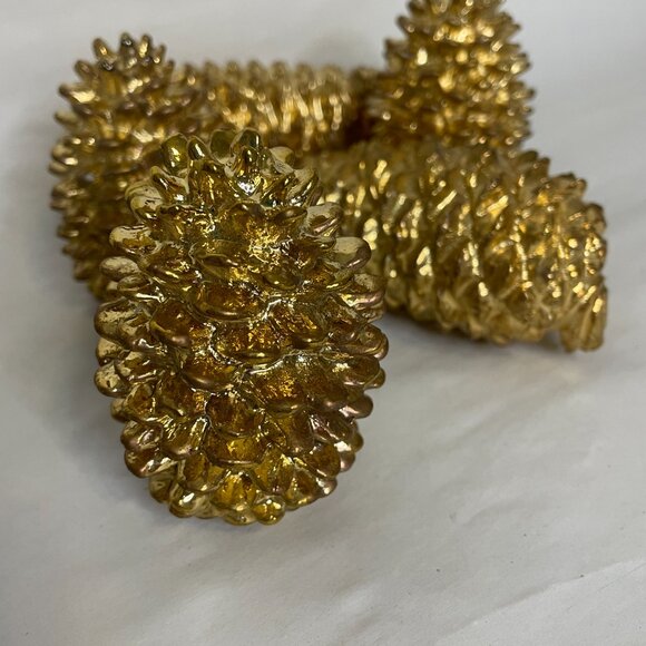 Department 56 Gold-Tone Pinecones (Set of 5) Perfect for Winter or Christmas - Picture 3 of 7